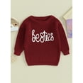 thumbnail image 2 of Wassery Baby Girls Boys Sweater Long Sleeve Crew Neck Letters Print Knitted Sweater 3M 6M 9M 12M 18M 24M Newborn Warm Knit Pullover Sweater Fall Winter Clothes for Infant Girls Boys, 2 of 9