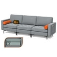 thumbnail image 1 of Costway Modular 3-Seat Sofa Couch with  Socket USB Ports & Side Storage Pocket Ash Grey, 1 of 10
