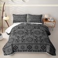 thumbnail image 2 of Homewish Boho Sun Moon Twin Quilt Set, Victorian Damask Aztec Twin Coverlet Set, Gray Black, 2 Pieces 1 Bedspread and 1 Pillowcase, 2 of 7