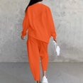 thumbnail image 5 of ZACPNCV Women's Solid Color Casual Round Neck Loose Irregular Long Sleeved Pocket Pants Set Orange, 5 of 9