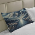 thumbnail image 2 of Ambesonne Abstract Mountains Knitted Quilt Pillowcover, Dreamy Night, 30"x20", Night Blue and Coconut, 2 of 2