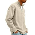 thumbnail image 4 of Nokdvo Quarter Zip Pullover Men Lightweight Corduroy Sweatshirts Stand Colla Long Sleeve Pullover Tops Ribbed Loose Casual Sweater,Khaki 5XL, 4 of 6