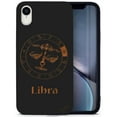 thumbnail image 1 of Wood phone case for iPhone XR compatible protective cell phone cover shockproof slim fit laser engraved Libra Sign design Black wood case for Men & Women by CaseYard, 1 of 7