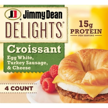 Jimmy Dean Delights Turkey Sausage Egg White & Cheese Croissant Sandwich, 19.2 oz, 4 Count (Frozen)