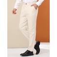 thumbnail image 2 of Pantalones de vestir para hombre Pantalones de negocios ajustados con frente plano de color sólido Beige L, 2 of 6