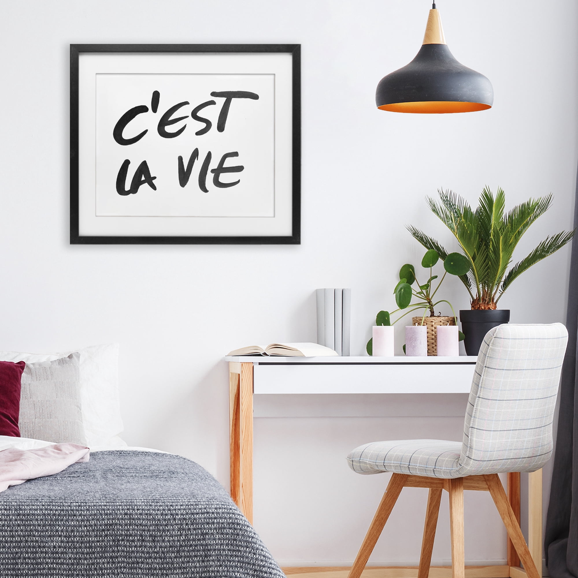 Stupell Industries C'est La Vie Minimal Text Black Framed Print Under Glass, design by SD Graphics Studio