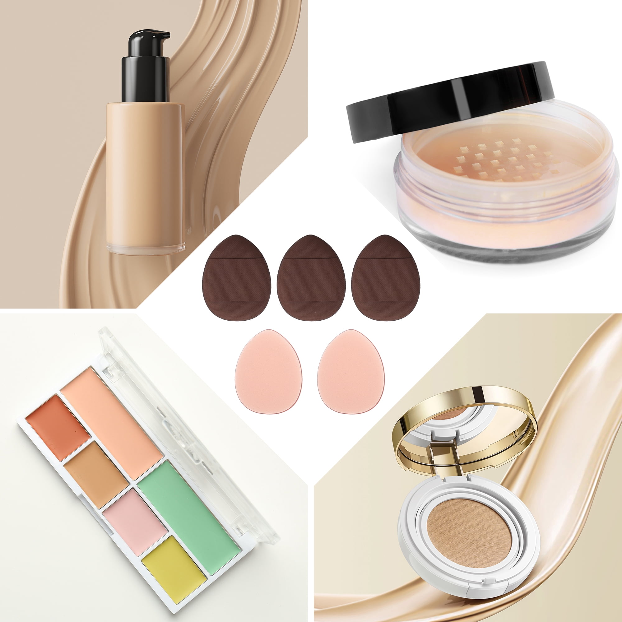 Unique Bargains 5Pcs Portable Mini Face Makeup Sponge for Bedrooms Travel Use Coffee Color