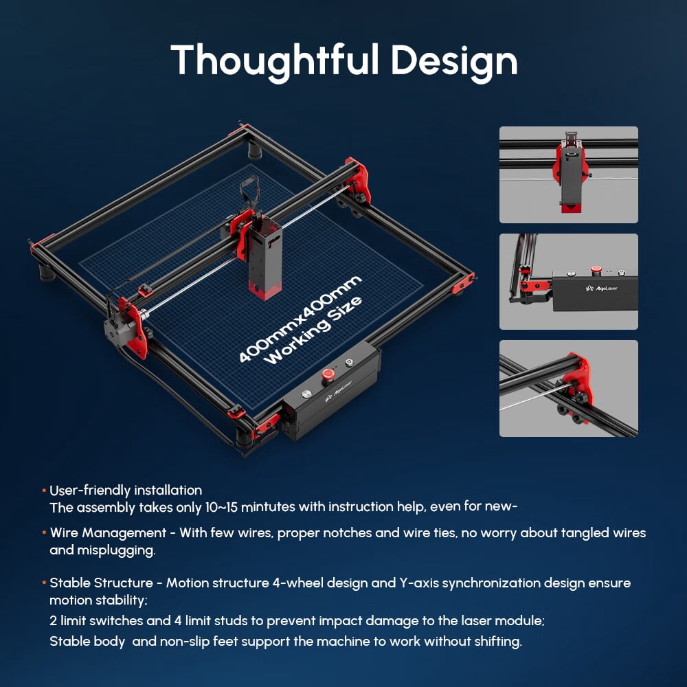 Algola/ser DIY KIT 10W la/ser Engraver with All Accessories, 12000mm/min la/ser Engraving & Cutting Machine for Wood and Metal, Paper, Fabric, Acrylic, Support WiFi APP Control