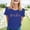 Blue, variant on Short Sleeve Tops for Women Round Neck Print Tee with Bridal Party Casual Group Fashion Top