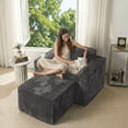 thumbnail image 4 of 41.5" Boneless Chair, Cloud Lounge Chair with Foldable Ottoman, Cup Holders and Storage Pockets, No Assembly Required, Gray, 4 of 8