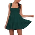 thumbnail image 1 of Vestido de mujer con dobladillo con volantes y lazo en la espalda, cintura alta, sin espalda, sin mangas, color puro, vestido de verano, 1 of 6