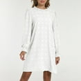 thumbnail image 5 of BangWanChi White Dress Women Women Casual Fashion Solid Bubble Embroidered Furball Loose Long Sleeve Round Neck Dress, 5 of 7