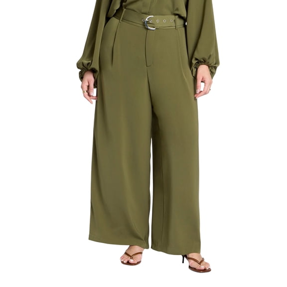 ELOQUII Women's Plus Size Wide Leg Belted Pant