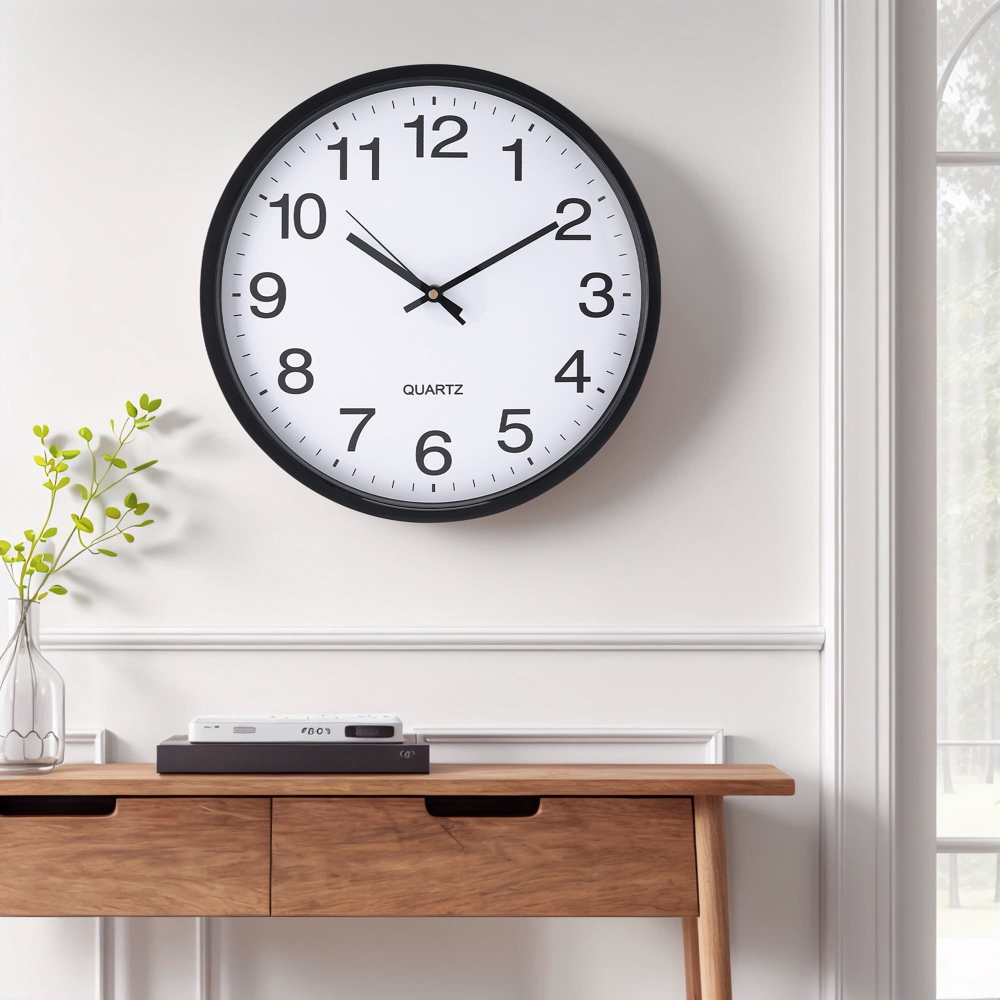 Unique Bargains Silent Non-Ticking Wall Clock with Big Numbers Black