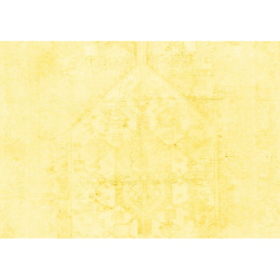 Ahgly Company Machine Washable Indoor Rectangle Solid Yellow Modern Area Rugs, 2' x 5'