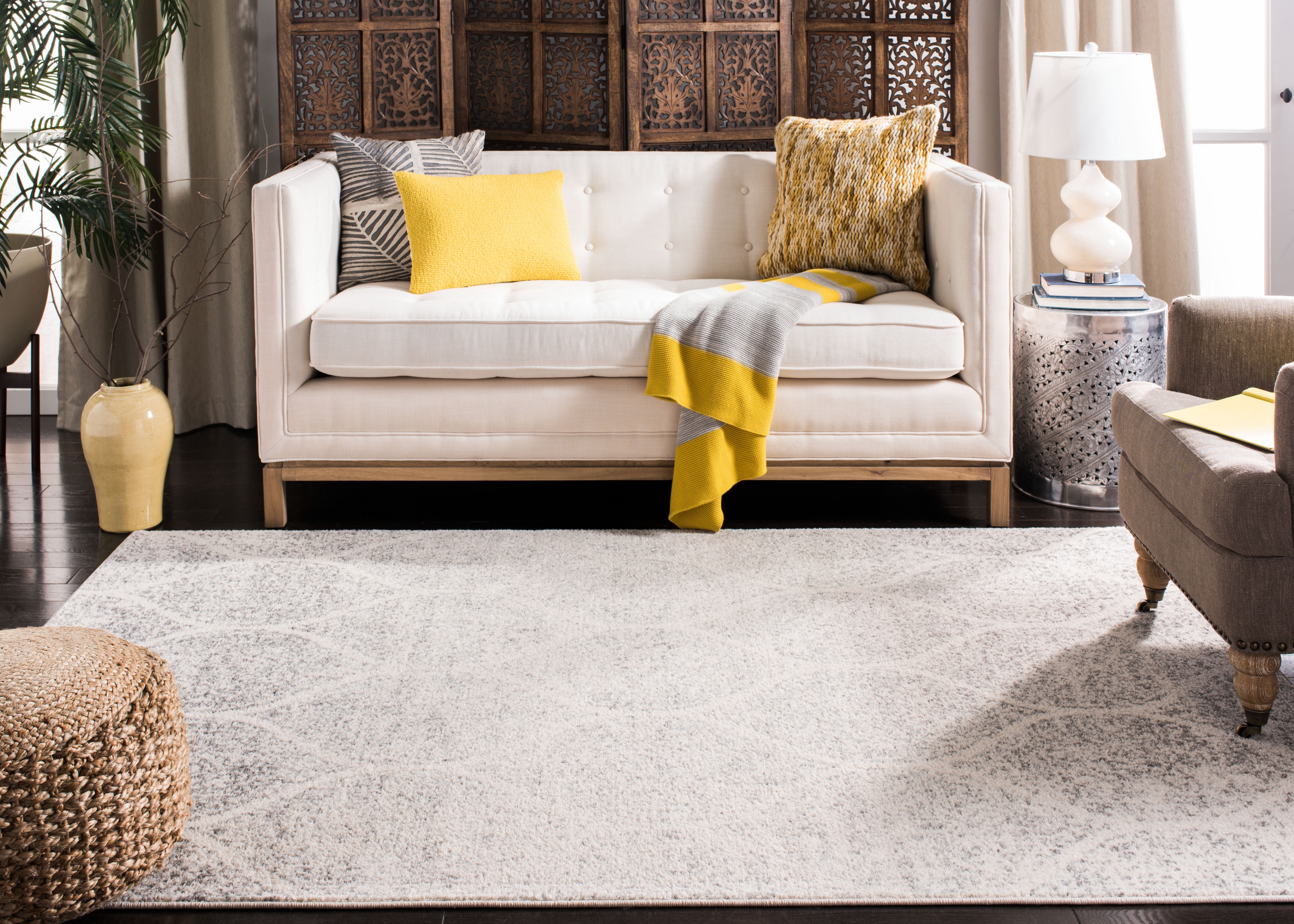 Safavieh Madison Leighton Geometric Area Rug, Ivory/Silver, 3' x 3' Square
