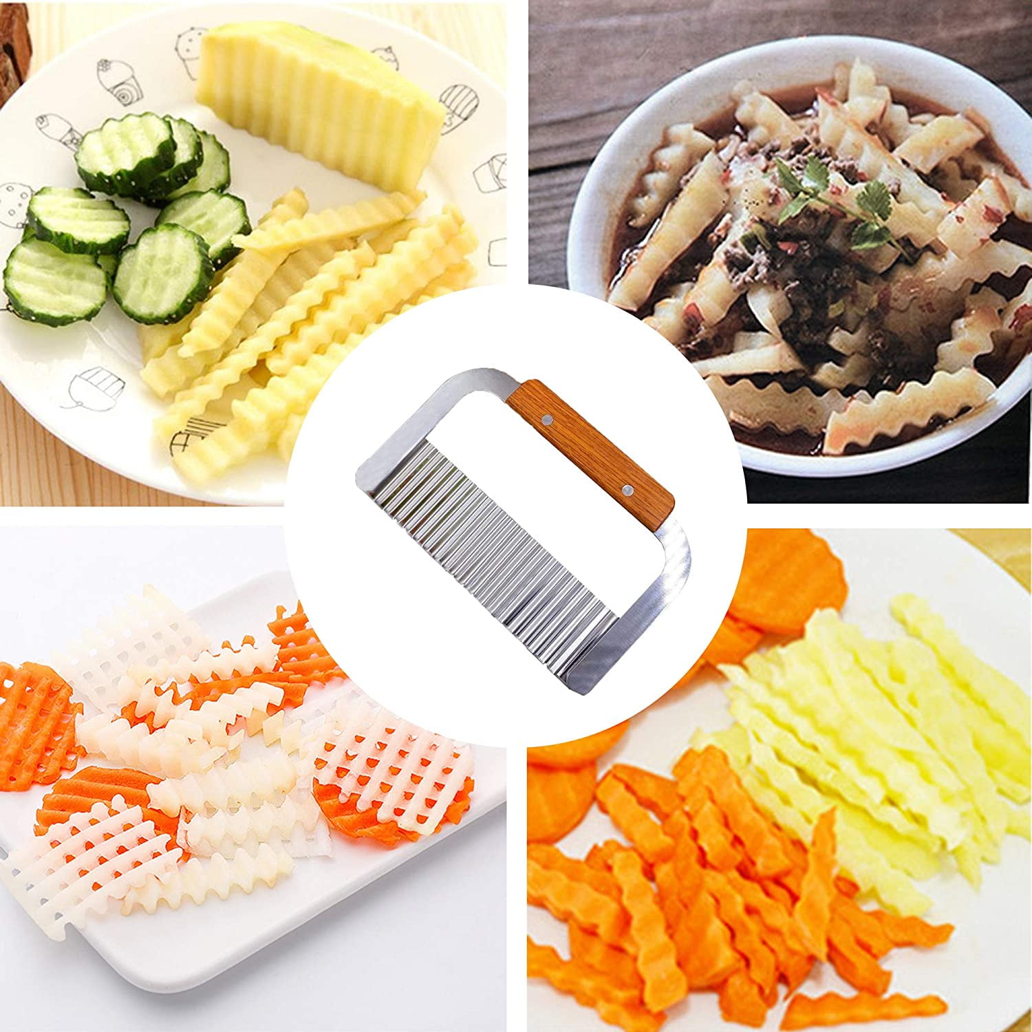 4pcs Crinkle Knife French Fries Slicer Vegetable Fruit Salad Corrugated  Cutter Multifunctional Corrugated Chopping Blade