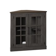 Twin Star Home Corner Accent Cabinet with Windowpane Doors
