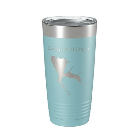 

Lake Pillsbury Map Tumbler Travel Mug Insulated Laser Engraved Coffee Cup California 20 oz Light Blue