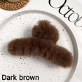 thumbnail image 1 of Fashion Barrette Pure Color Autumn Winter Plush Hair Clip Hairgrips Faux Fur Hair Claws Hairpins DARK COFFEE, 1 of 8