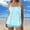 Blue1, variant on Kojanyu Women's Plus Size Striped Water Ripple Print Tankini Set Wide Strap Conservative Two Piece Swimsuit with Built-In Bra S-5XL