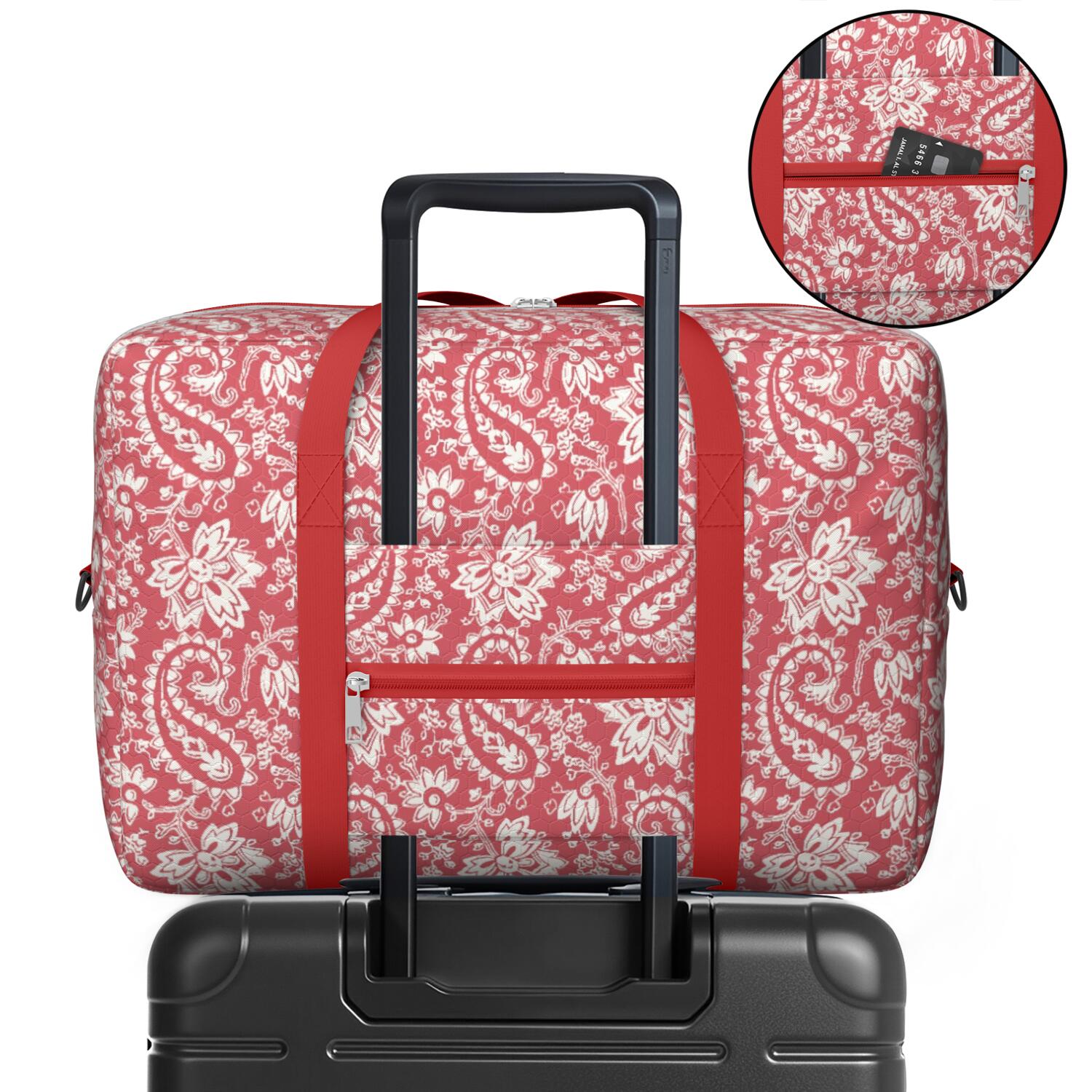 For Spirit Airlines Personal Item Bag 18x14x8 Inch, Boho Weekender Travel Bag, Foldable Travel Duffel Bag Underseat Carry on Bag with Luggage Sleeve for Women and Men 30L