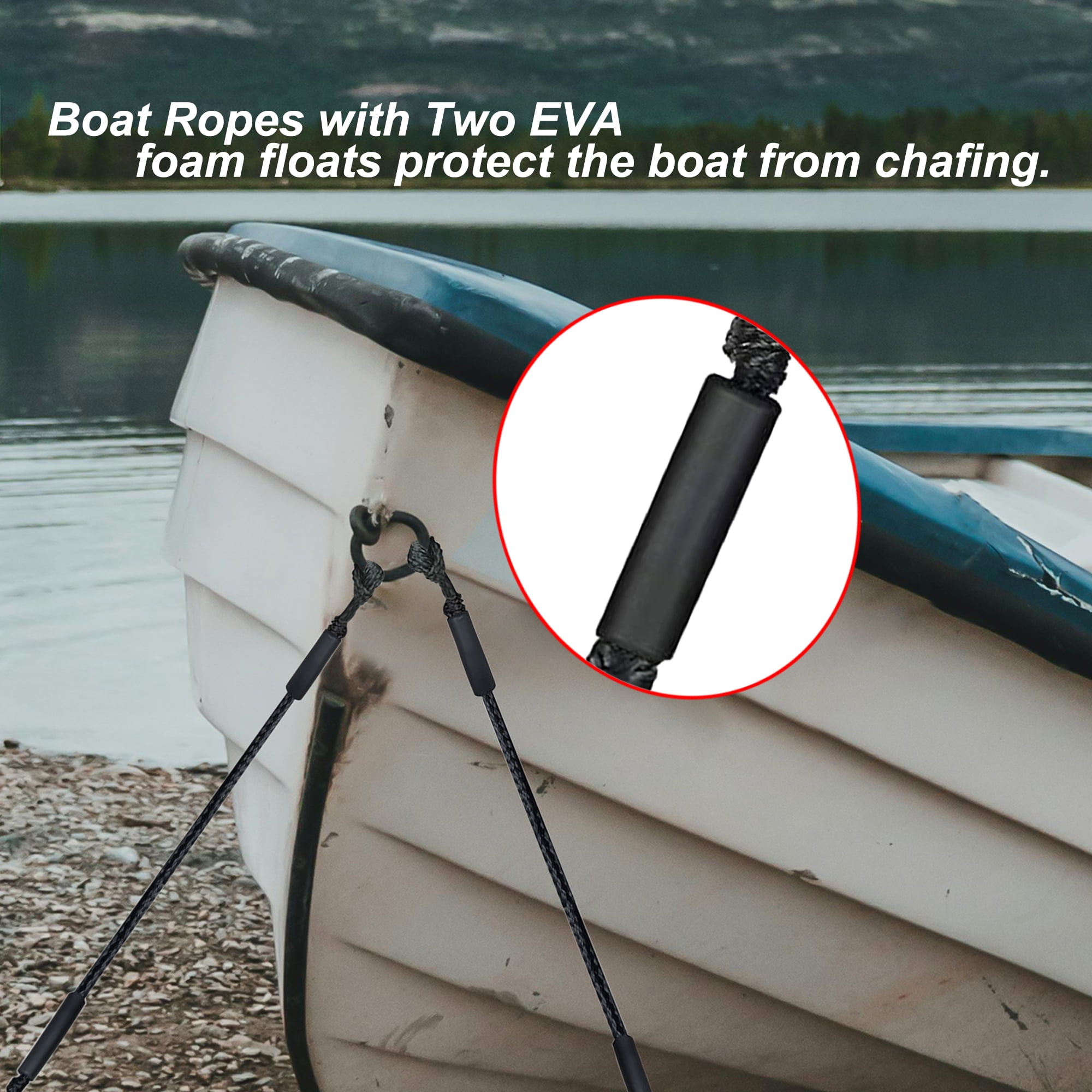 3FT Bungee Dock Line Mooring Rope with Built-in Bumpers, Ideal for Docking Accessories for Kayaks, Watercraft, SeaDoos, Jet Skis, Pontoons, Canoes, and Power Boats - 2 PCS Black