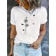 thumbnail image 1 of Camiseta informal para mujer con estampado de diente de león y mariposa: cuello redondo, manga corta, mezcla de algodón elástico, lavable a máquina. Perfecta para verano, creatividad, tendencia de mod, 1 of 7
