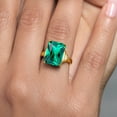 thumbnail image 5 of Gem Stone King 6.50 Cttw 18K Yellow Gold Plated Silver Green Nano Emerald Ring for Women | Emerald Cut 14X10MM | Gemstone May Birthstone | Available in Size 5, 6, 7, 8, 9, 5 of 5