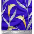 thumbnail image 1 of Soimoi Blue Rayon Fabric Leaves Watercolor Printed Fabric 1 Yard 42 Inch Wide, 1 of 3
