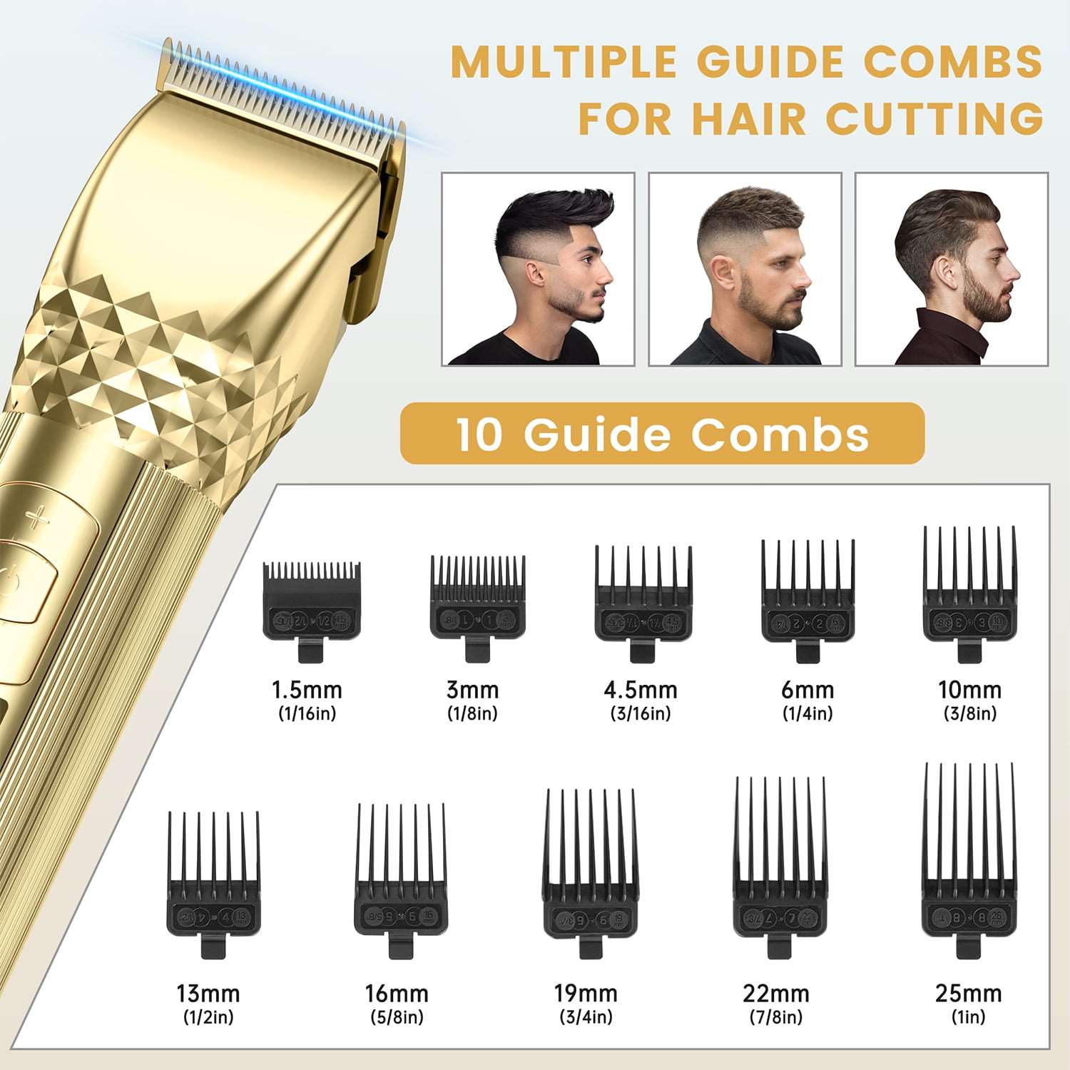 Professional Hair Clippers for Men, Cordless Rechargeable Beard Hair Trimmer, LED Display Barber Haircut, 7000RPM Men?s Razor Shaver Grooming Kit with 10 Guide Combs Gifts for Men Husband Father