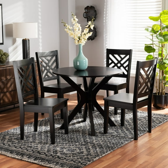 Baxton Studio Ela Modern and Contemporary Dark Brown Finished Wood 5-Piece Dining Set