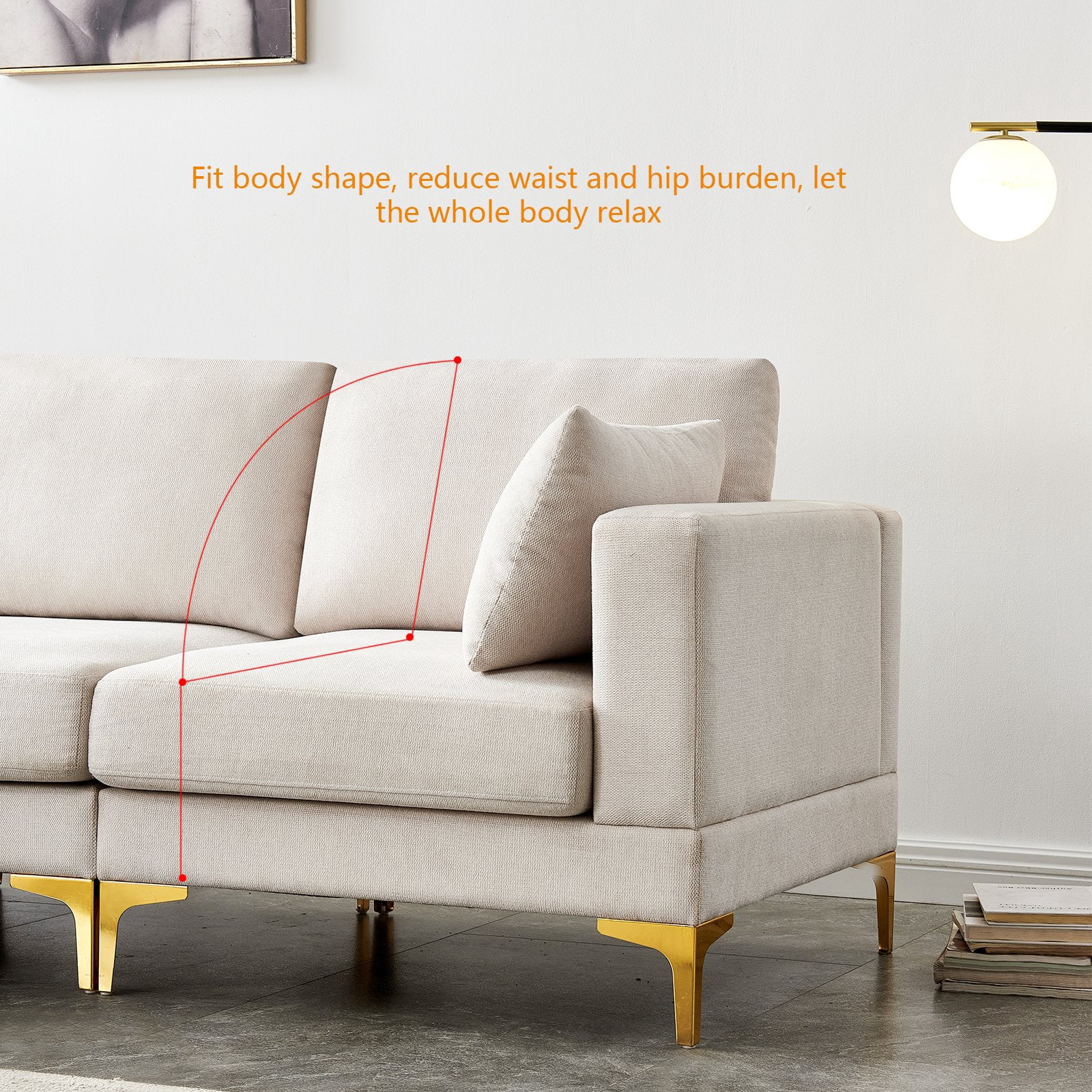 TrumanPick Convertible Sectional Sofa Couch, Modern&nbsp;3 Seat L Shaped Couch with Chaises for Living Room Furniture, Beige