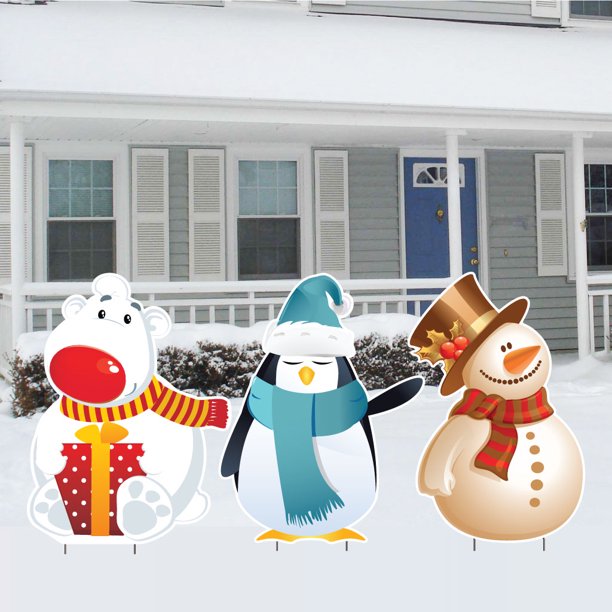 Polar Bear, Penguin and Snowman Christmas Lawn Decorations - Walmart