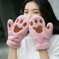 thumbnail image 3 of Cute Cat Paws Full Finger Gloves Fluffy Plush Winter Warm Mittens Hand Warmer for Women Teenager Girls, 3 of 3
