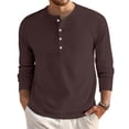 thumbnail image 2 of Men’s Waffle Long Sleeve Shirt Casual Button Down Thermal Henley Shirts Lightweight Plain Fall Tshirts Pullover Deep Red M, 2 of 9