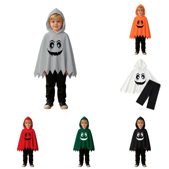 Toddler Baby Boys Girls Outfits Unisex Funny Vampire Face Hooded Cape with Joggers Halloween Party Dress Up Clothes Set 18-24 Months