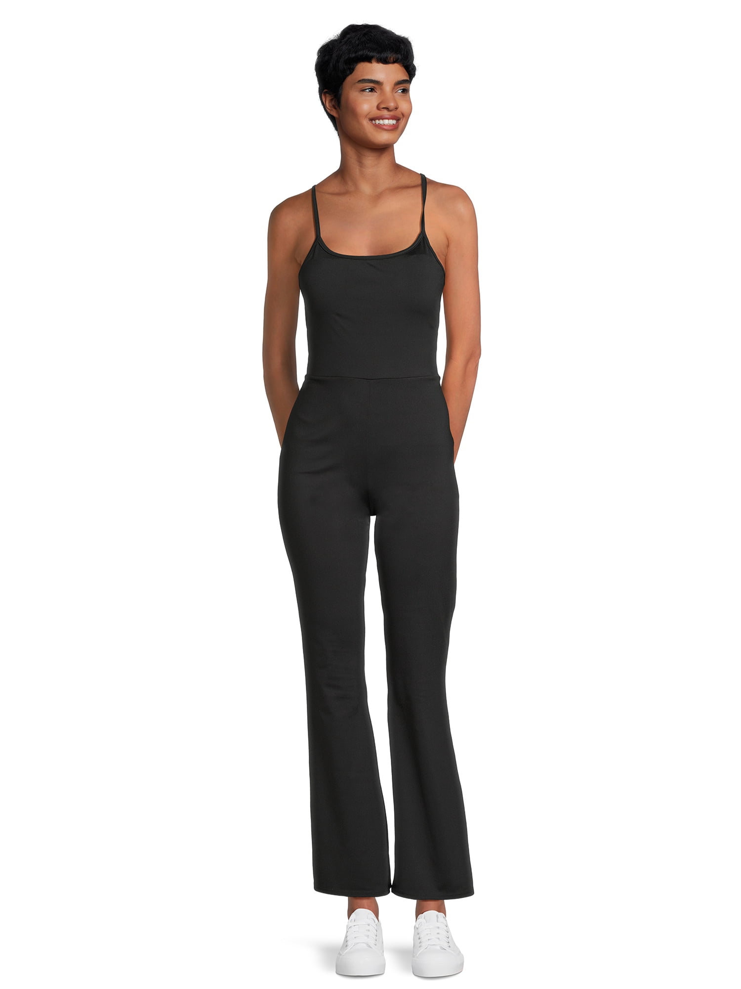 No Boundaries Juniors Flare Unitard, Padded, Adjustable Scoop Neck Flare leg (Female XS-XXXL)