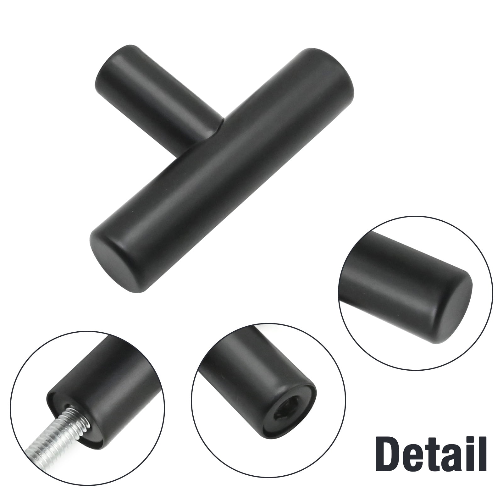 30 Pcs 2'' Cabinet Handles, Matte Black Drawer Knobs, T-Shape Single Hole Pulls for Kitchen, Living Room, Bedroom, Bathroom, and Office