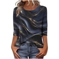 thumbnail image 3 of TaTaai Ladies Vintage Boho Loose T Shirts Random Print Round Neck 3/4 Sleeve Casual Fashion Soft Lightweight Daily Dating Vacation Work Tops Gift, 3 of 7