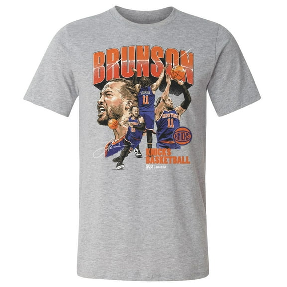 Men's 500 Level Jalen Brunson Heather Gray New York Knicks Collage T-Shirt