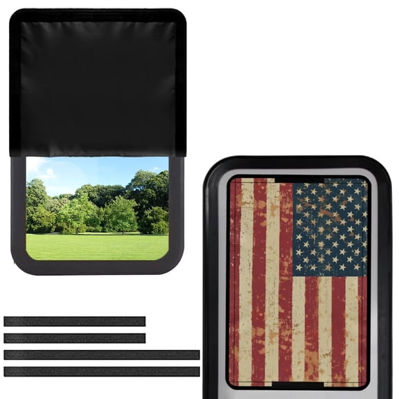 FUIALDOLG Faded American Flag RV Door Window Shade Cover, Camper Sunshade Privacy Screen Window Cover, 17.3x26 inches,Travel Trailer Motorhome Sun Shade RV Accessories