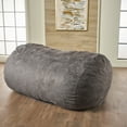 thumbnail image 3 of DUOSONG Asher Soft Microfiber Suede 6.5 Ft Cylinder Bean Bag Charcoal PVC Furniture Primary Living Space Bean Bag Chairs & Lazy Sofa Chair, 3 of 9