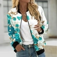 thumbnail image 2 of QATAINLAV Women's Lightweight Casual Fall Tops Fashion Graphic Print Bomber Jacket Long Sleeve Zip Up Coats with Pockets, Multicolor, XXL, 2 of 6