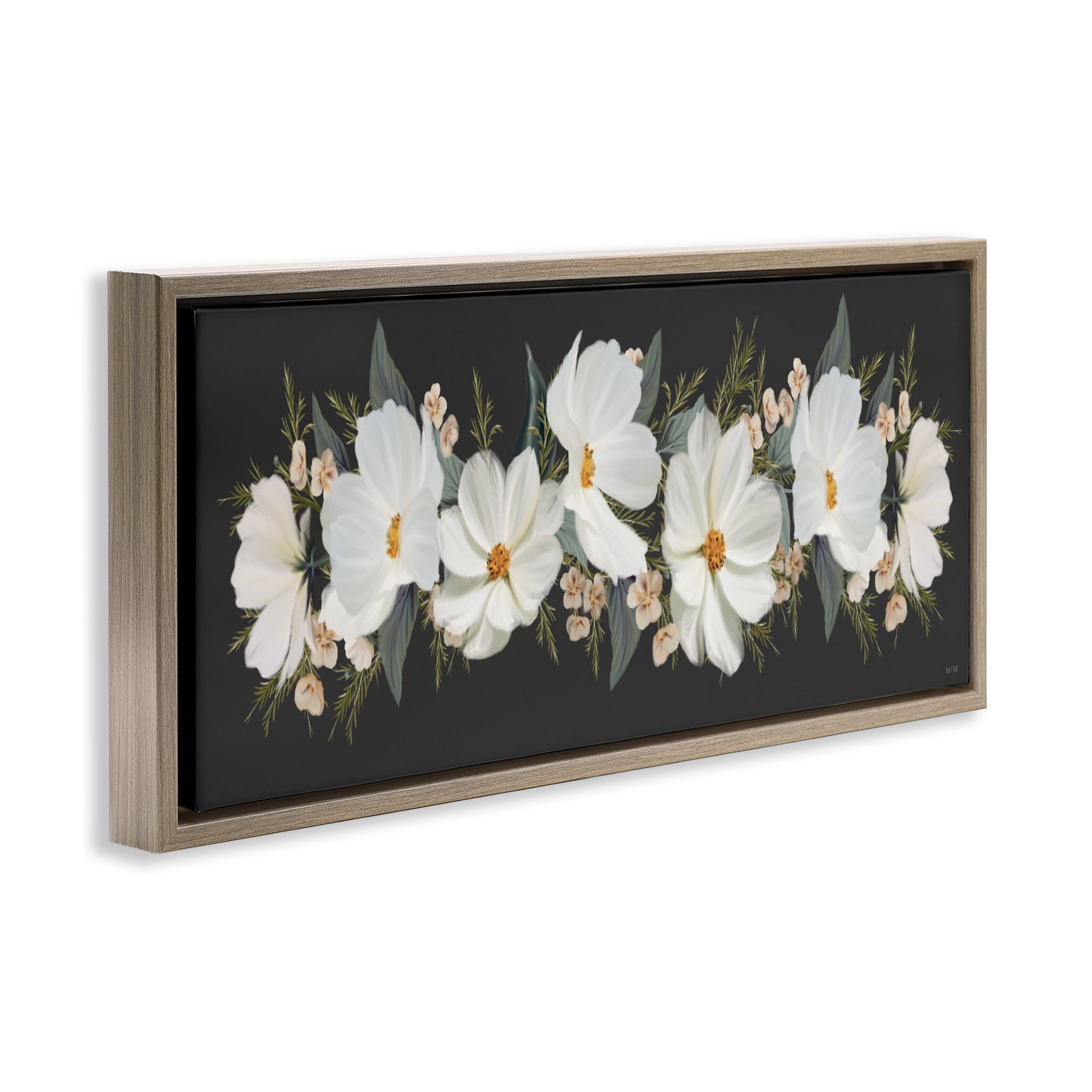 Stupell Industries Line Of Lace Cosmos Brown Framed Floater Canvas Wall Art, design by House Fenway