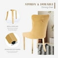 thumbnail image 5 of SoarFlash Velvet Dining Chairs Set of 2, Tall Back Side Chair, Modern Upholstered Side Chair with Button Back Ring, Gold Plated Stainless Steel Legs (Gold), 5 of 7