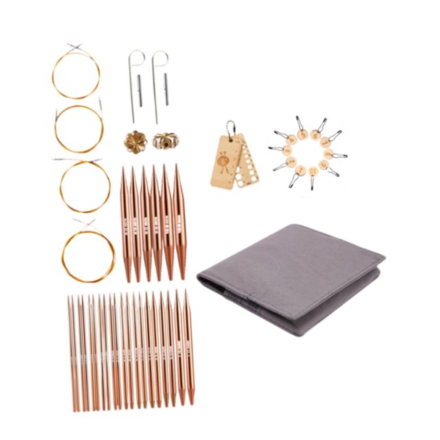 Conjunto de tejido circular,Conjunto de tejido circular Conjunto de agujas de tejer,Manualidad con agujas de tejer circulares de bambú,Accesorios para herramientas de tejer básicas