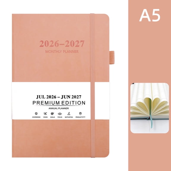 Yhmxh 2026 Planner, Leather Cover A5 2026 Weekly and Monthly Planner 5.7x8.5 with Pen Loop, Calendar Planner with Elastic Bond, 365 Pages 2026 Diary for Office and Home
