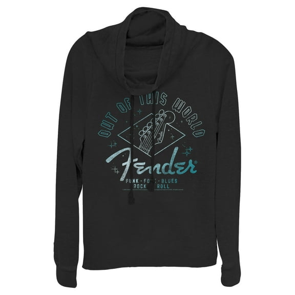 Junior's Fender Out of This World Cowl Neck Sweatshirt Black Large