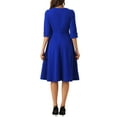 thumbnail image 3 of INSPIRE CHIC Vintage 3/4 Sleeve Dress for Women's Elegant Boat Neck Wear to Work Dress Trendy XL Royal Blue, 3 of 6